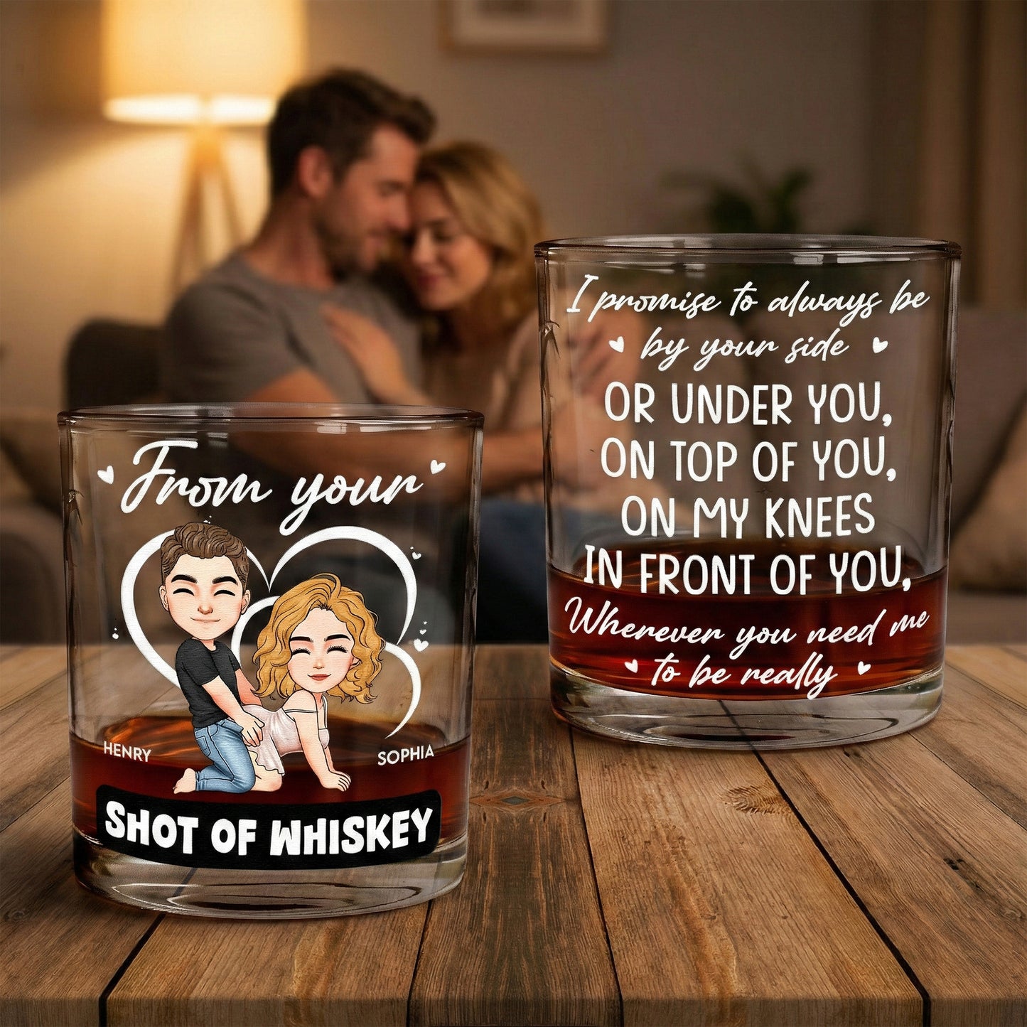Promise To Always Be By Your Side - New Version - Personalized Whiskey Glass