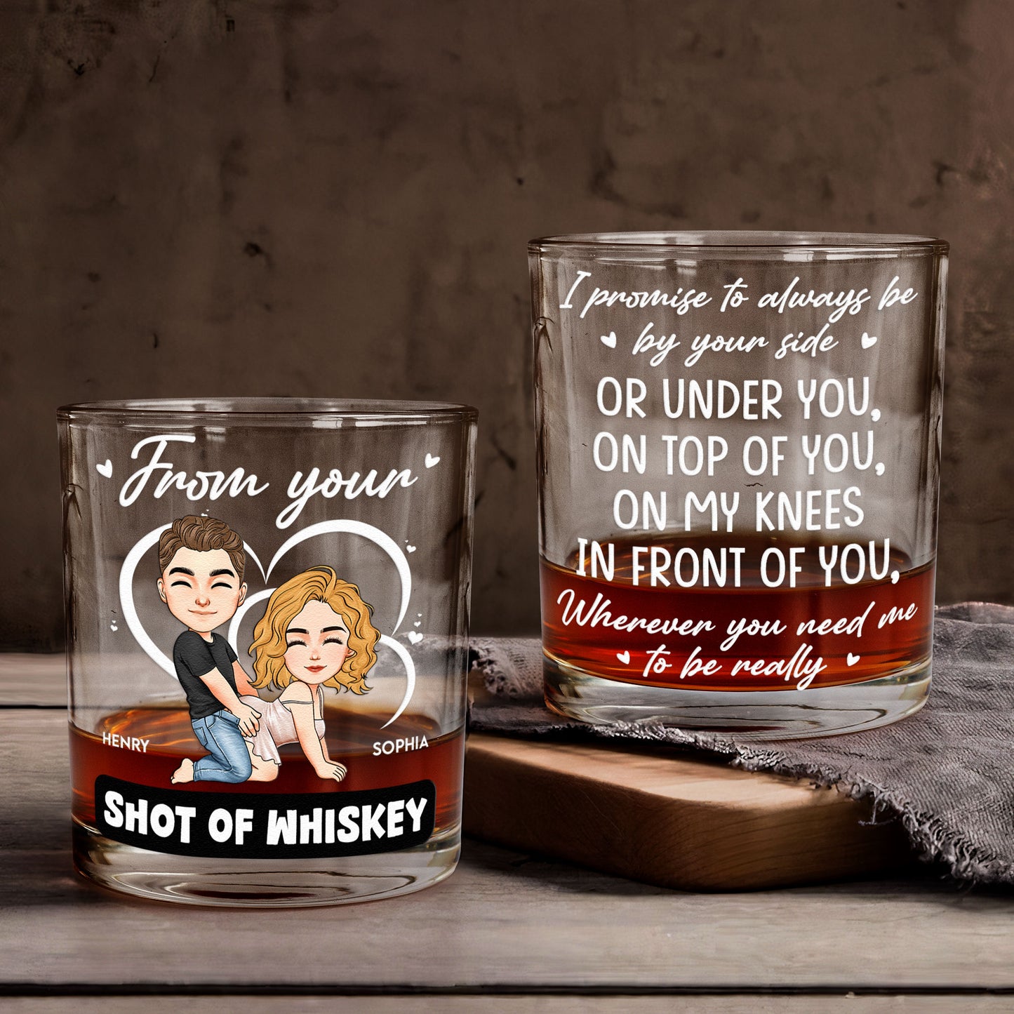 Promise To Always Be By Your Side - New Version - Personalized Whiskey Glass