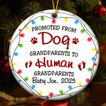 Promoted From Dog Grandparents To Human Grandparents - Personalized Ceramic Ornament