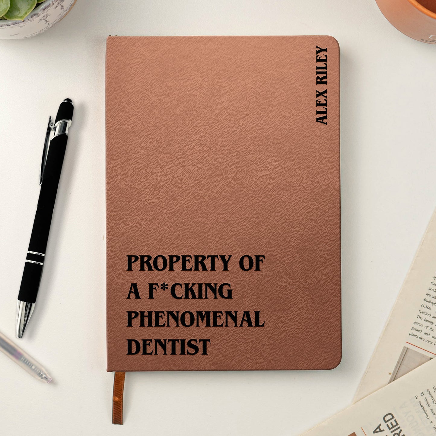 Property Of A F*Cking Phenomenal - Personalized Leather Journal