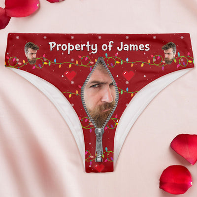 Property Of Theme - Personalized Photo Women’s Low-Waisted Brief - Gift For Wife