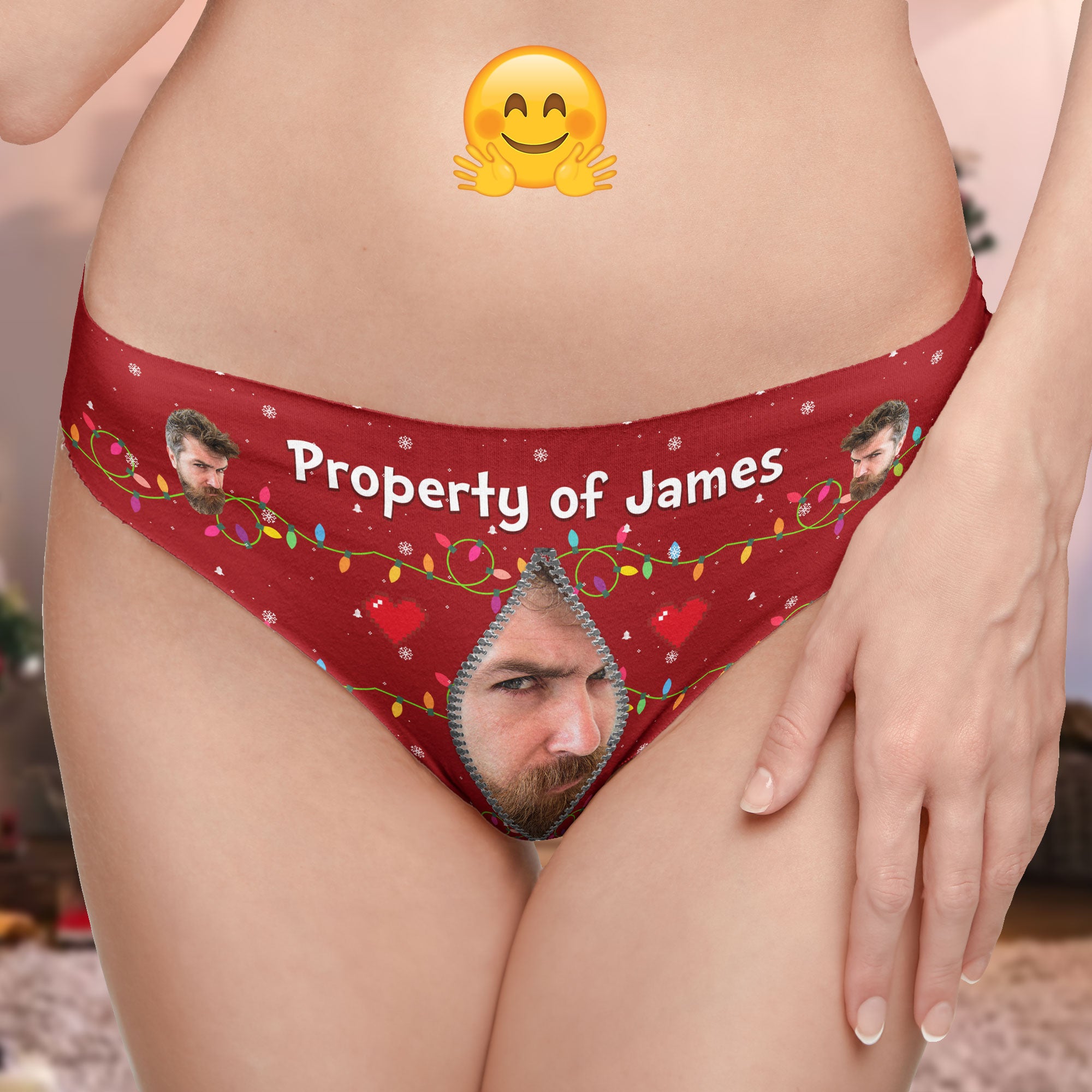 Property Of Theme - Personalized Photo Women’s Low-Waisted Brief - Gift For Wife