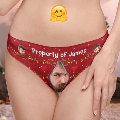 Property Of Theme - Personalized Photo Women’s Low-Waisted Brief - Gift For Wife