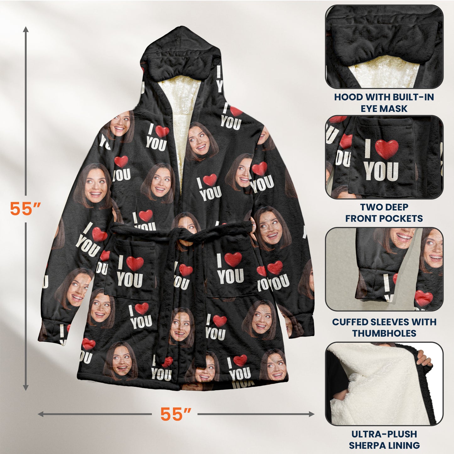 Property Of Custom Funny Face Gift For Him Gift For Her - Personalized Photo Hooded Robe