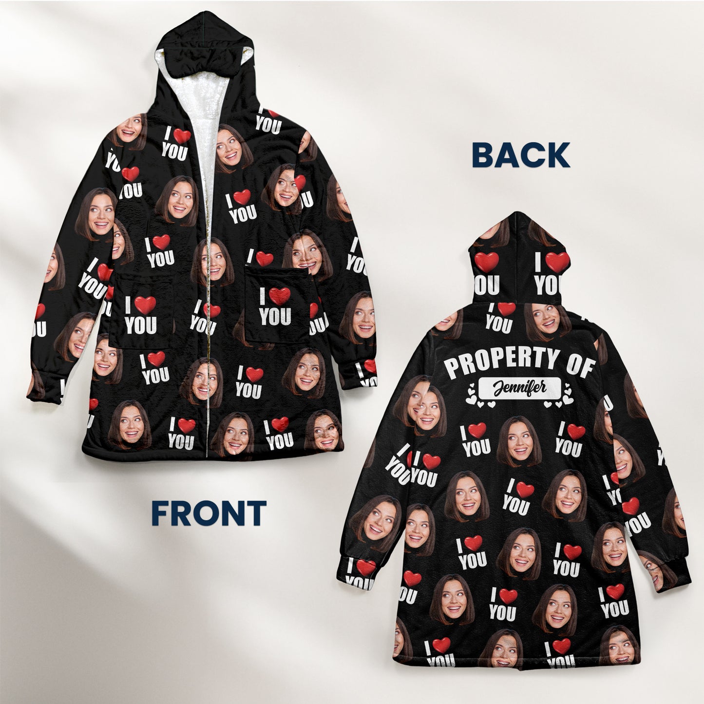 Property Of Custom Funny Face Gift For Him Gift For Her - Personalized Photo Hooded Robe