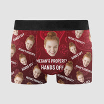 Property Of Funny Hands Off Custom Faces - Personalized Photo Men's Boxer Briefs - Birthday Gifts For Men, Husband, Him, Boyfriend