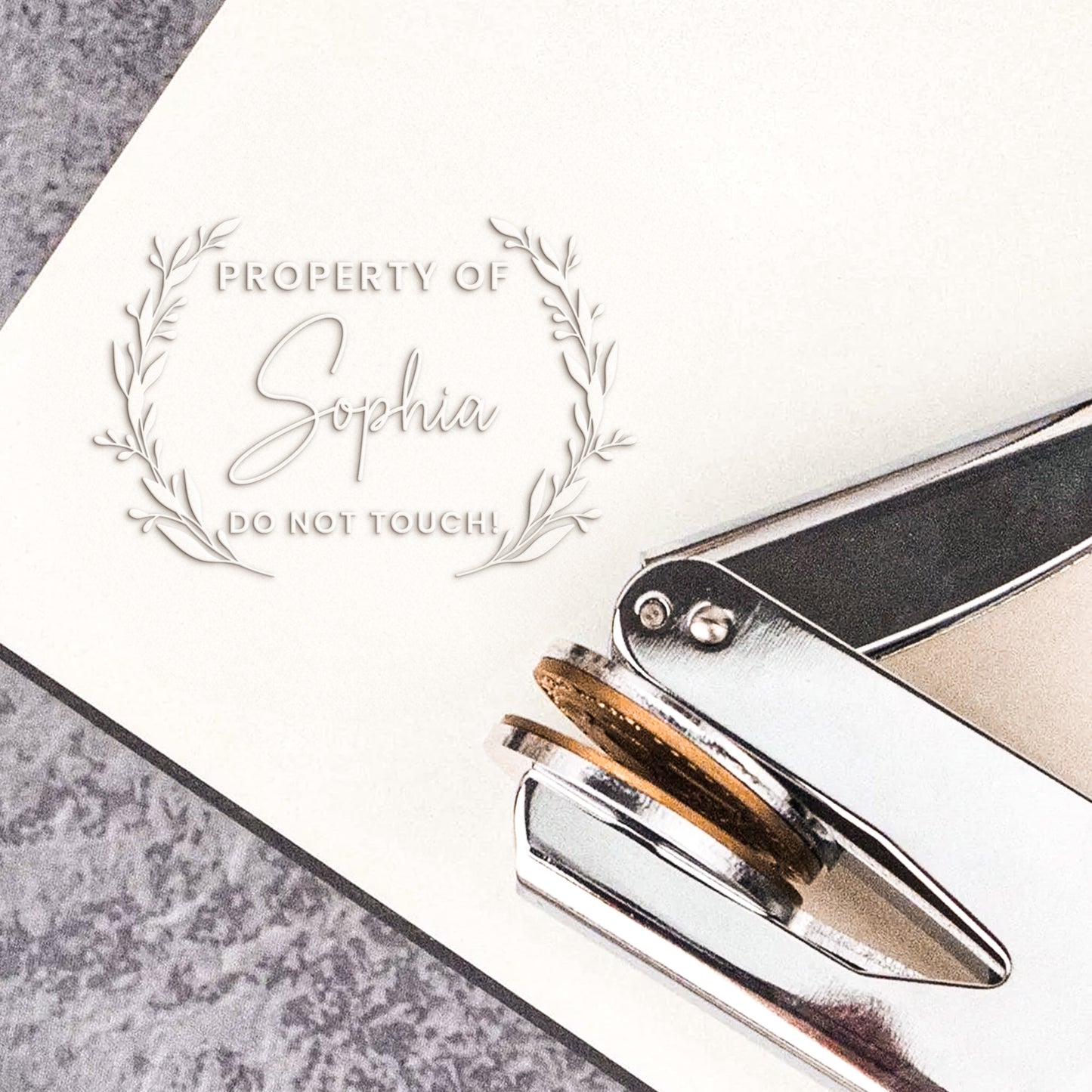 Property Of - Personalized Book Embosser Stamp