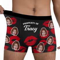 Property Of Wife, Girlfriend Valentine's Day Anniversary Gift For Husband, Boyfriend- Personalized Photo Men's Boxer Brief