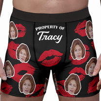 Property Of Wife, Girlfriend Valentine's Day Anniversary Gift For Husband, Boyfriend- Personalized Photo Men's Boxer Brief