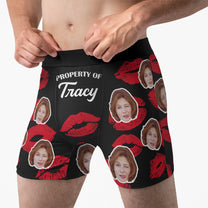 Property Of Wife, Girlfriend Valentine's Day Anniversary Gift For Husband, Boyfriend- Personalized Photo Men's Boxer Brief