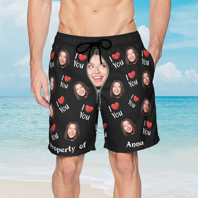 Property Of Wife - Personalized Photo Men's Beach Shorts
