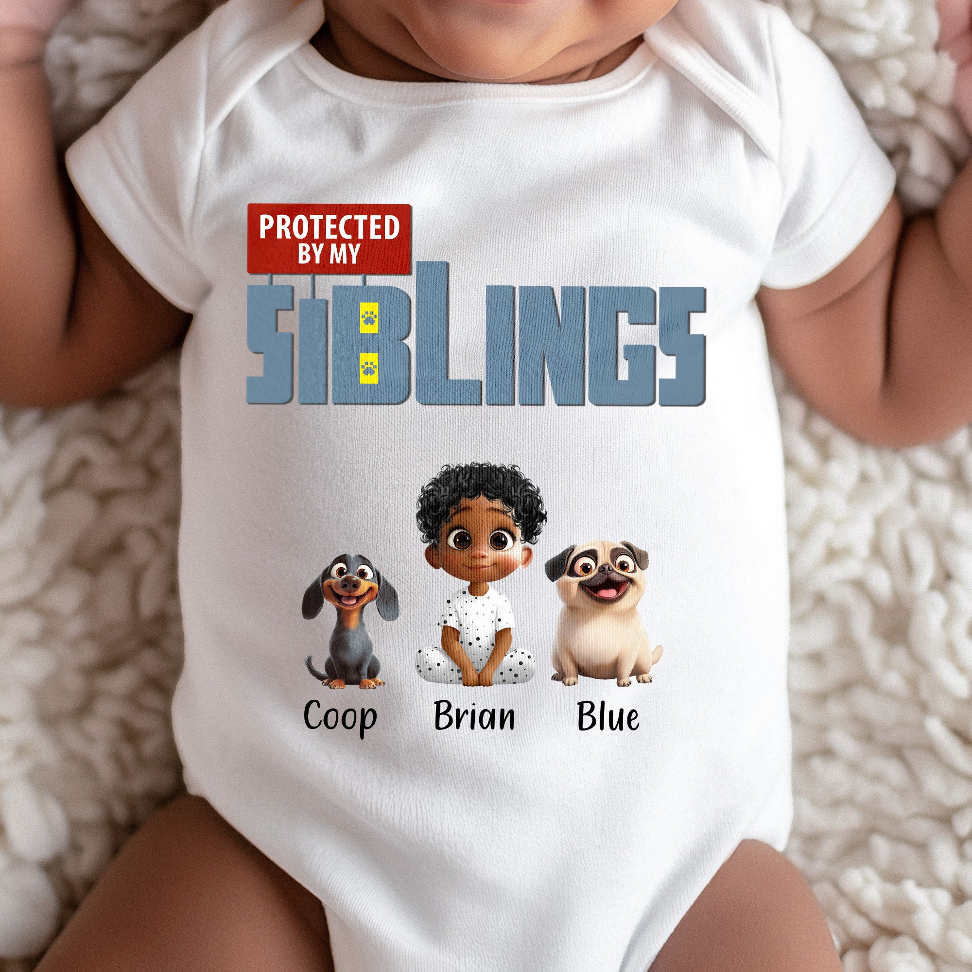 Protected By My Siblings - Personalized Baby Bodysuit