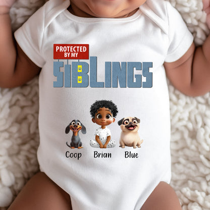 Protected By My Siblings - Personalized Baby Bodysuit