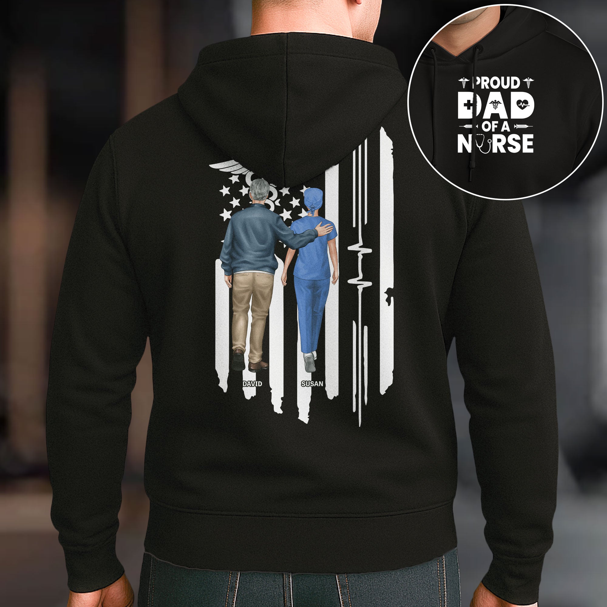 Proud Dad Of Nurse RN CNA LPN ICU ER Nursing Dad Gift - Personalized Shirt