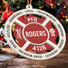Proud Firefighter - Personalized Wood And Acrylic Ornament With Bow