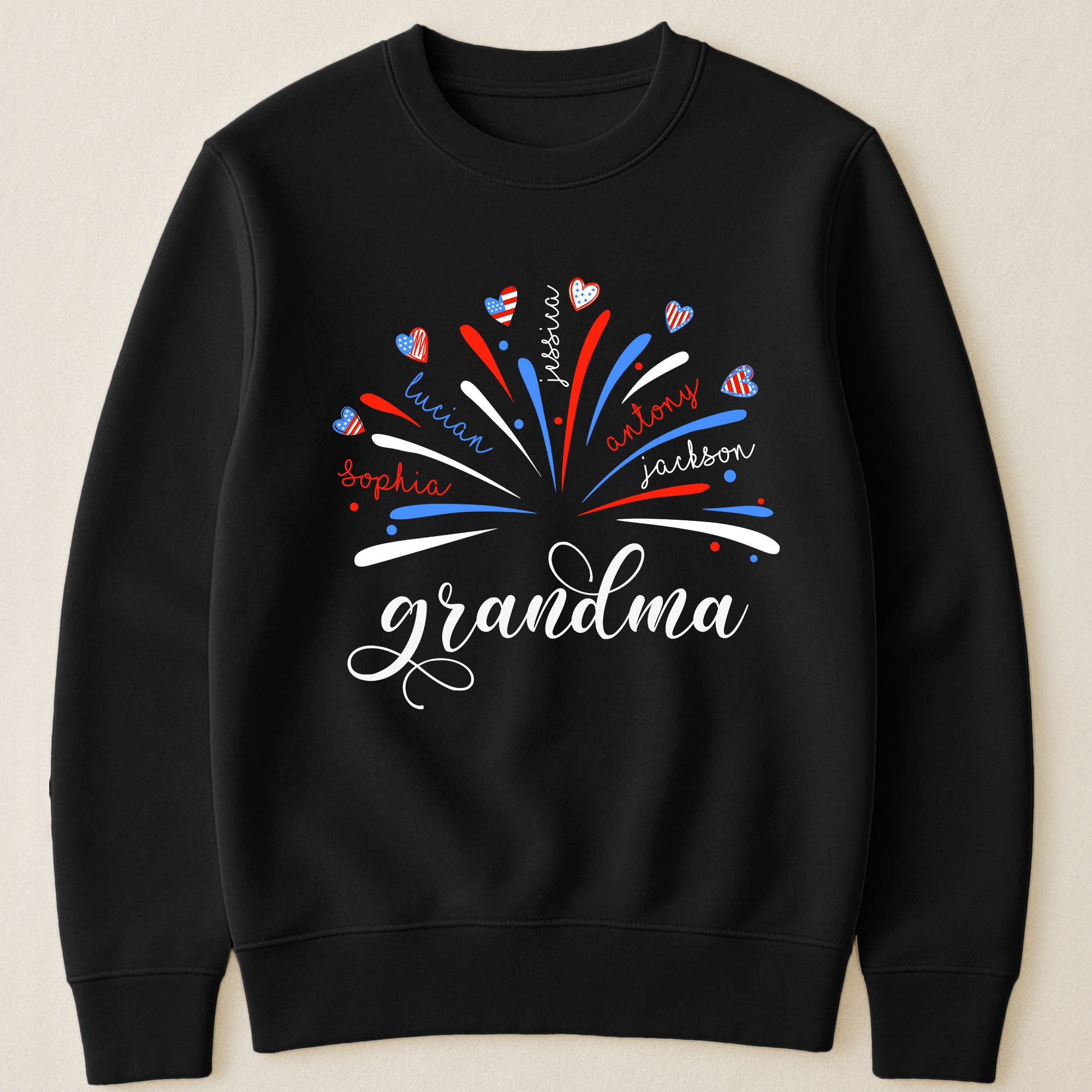 Proud Grandma And Kids Firework 4Th Of July - Personalized Shirt