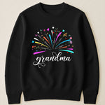 Proud Grandma And Kids Firework Birth Month Flowers - Personalized Shirt