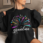Proud Grandma And Kids Firework Birth Month Flowers - Personalized Shirt