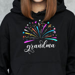 Proud Grandma And Kids Firework Birth Month Flowers - Personalized Shirt