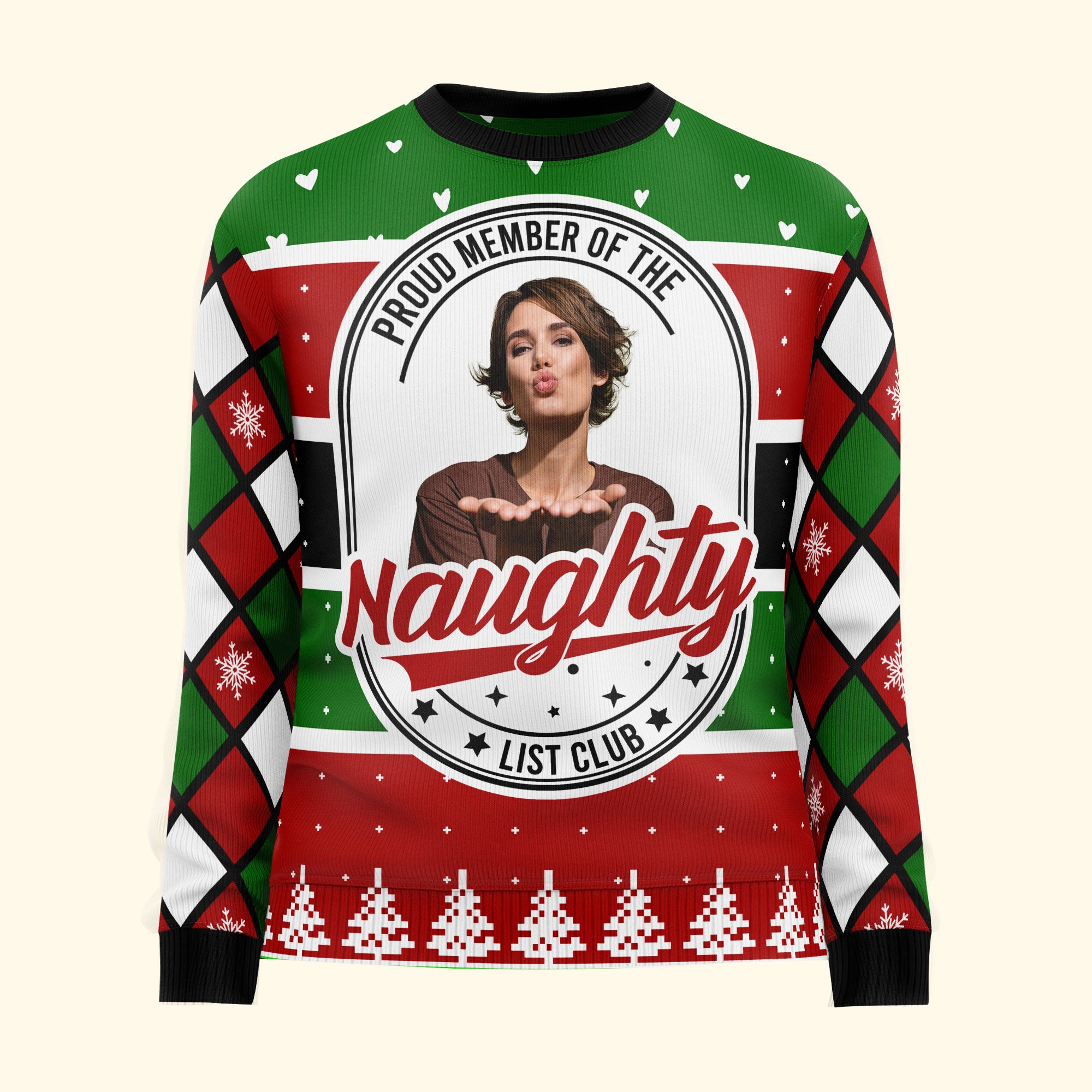 Proud Member Of The Naughty List - Personalized Photo Ugly Sweater