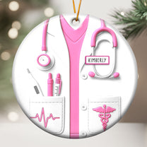 Proud Nurse Custom Scrubs - Gift For Nurse - Personalized Ceramic Ornament