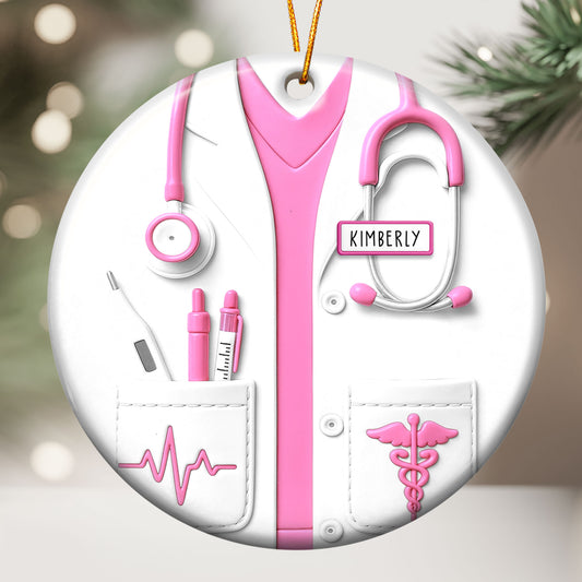 Proud Nurse Custom Scrubs - Gift For Nurse - Personalized Ceramic Ornament
