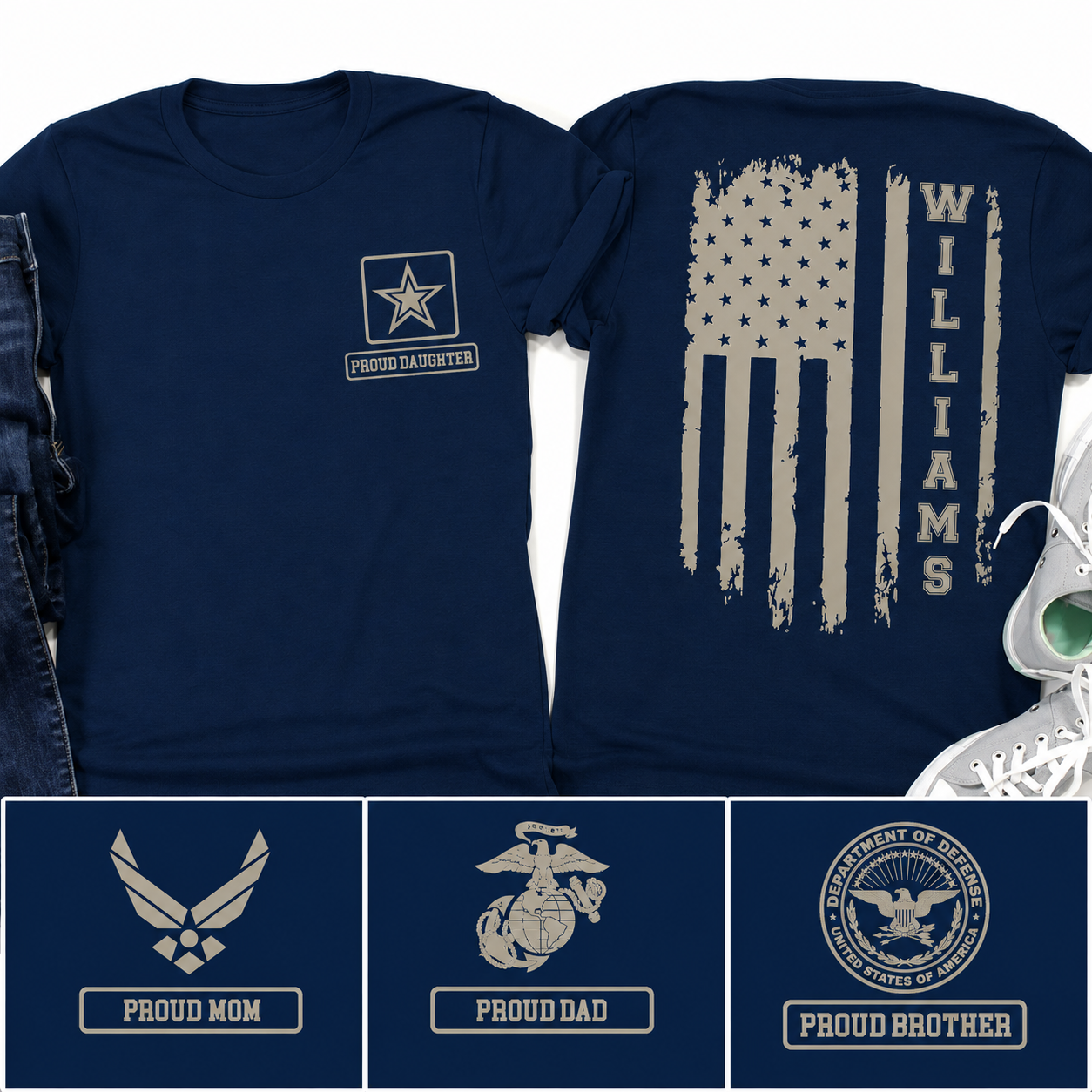 Proud-Mom Dad Family Of A U.S Sodier Retro Flag - Personalized Shirt1