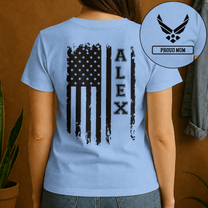 Proud-Mom Dad Family Of A U.S Sodier Retro Flag - Personalized Shirt5