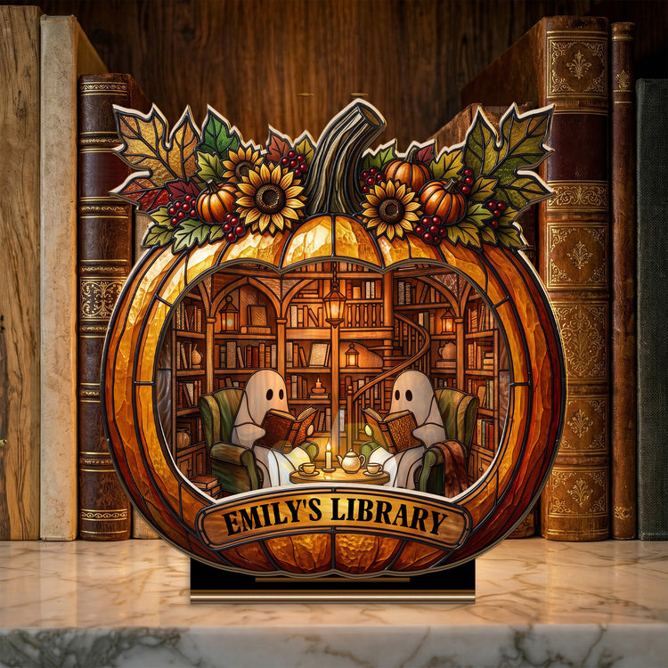 Pumpkin-Library,-Halloween-Gift-Personalized-Wooden-Plaque