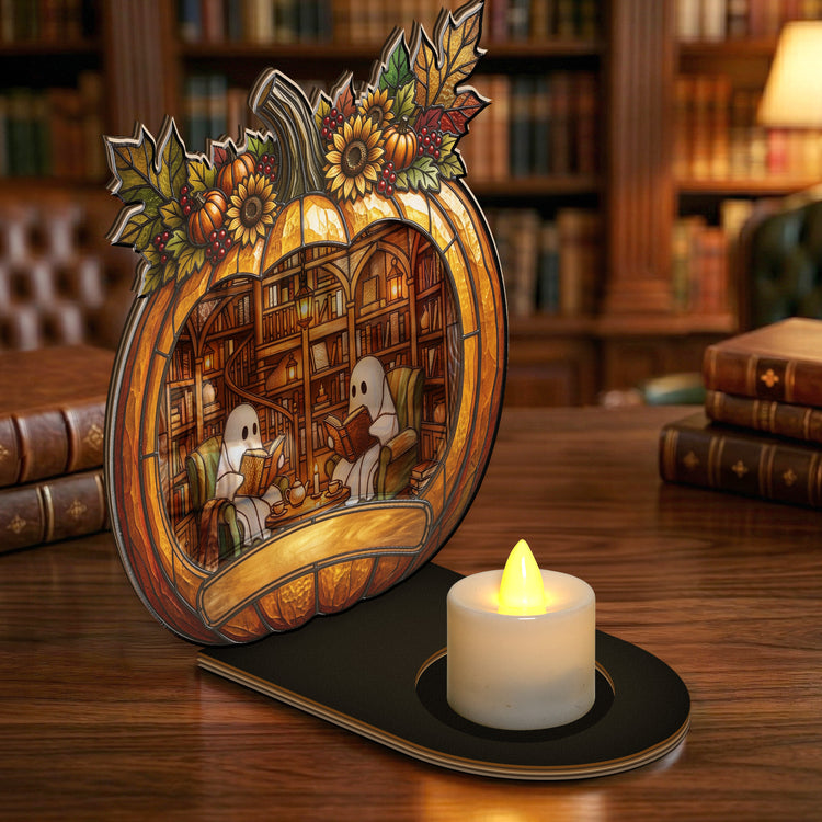 Pumpkin-Library,-Halloween-Gift-Personalized-Wooden-Plaque