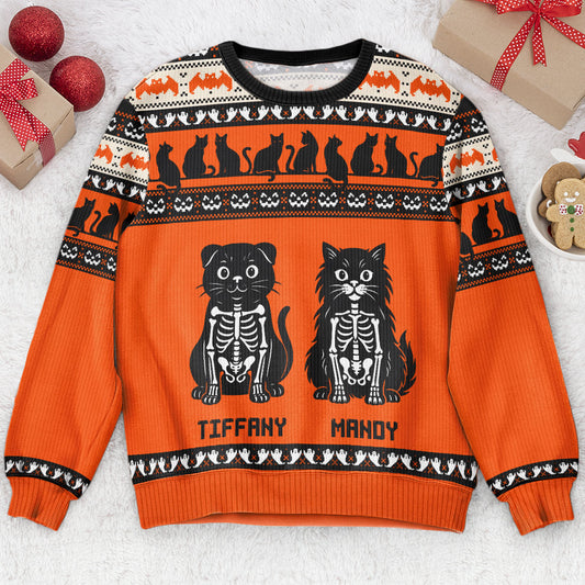 Pumpkins Cats Dogs Skeleton Halloween Fall Witch - Personalized Halloween Sweater