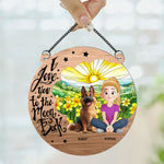 Puppy - Love You To The Moon & Back - Personalized Window Hanging Suncatcher Ornament
