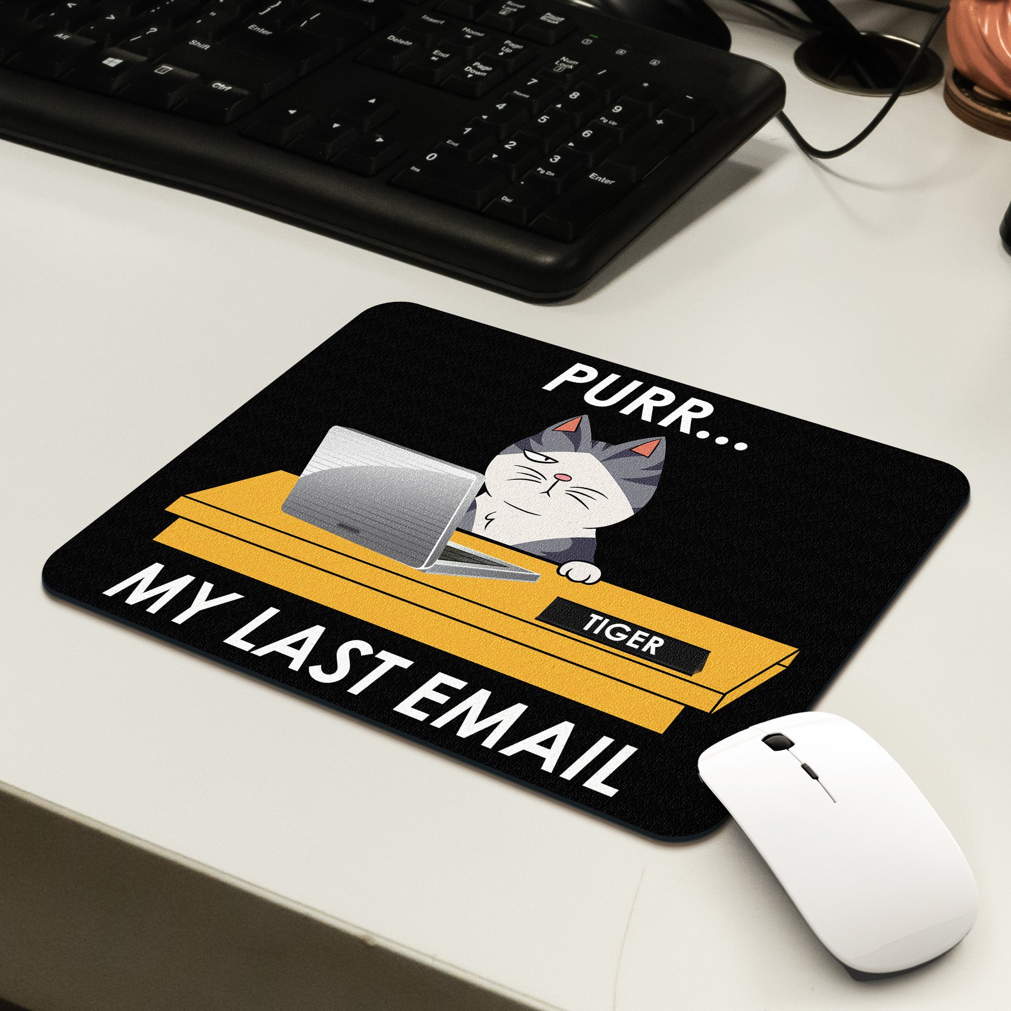 Purr...My Last Email - Custom Shape Mouse Pad