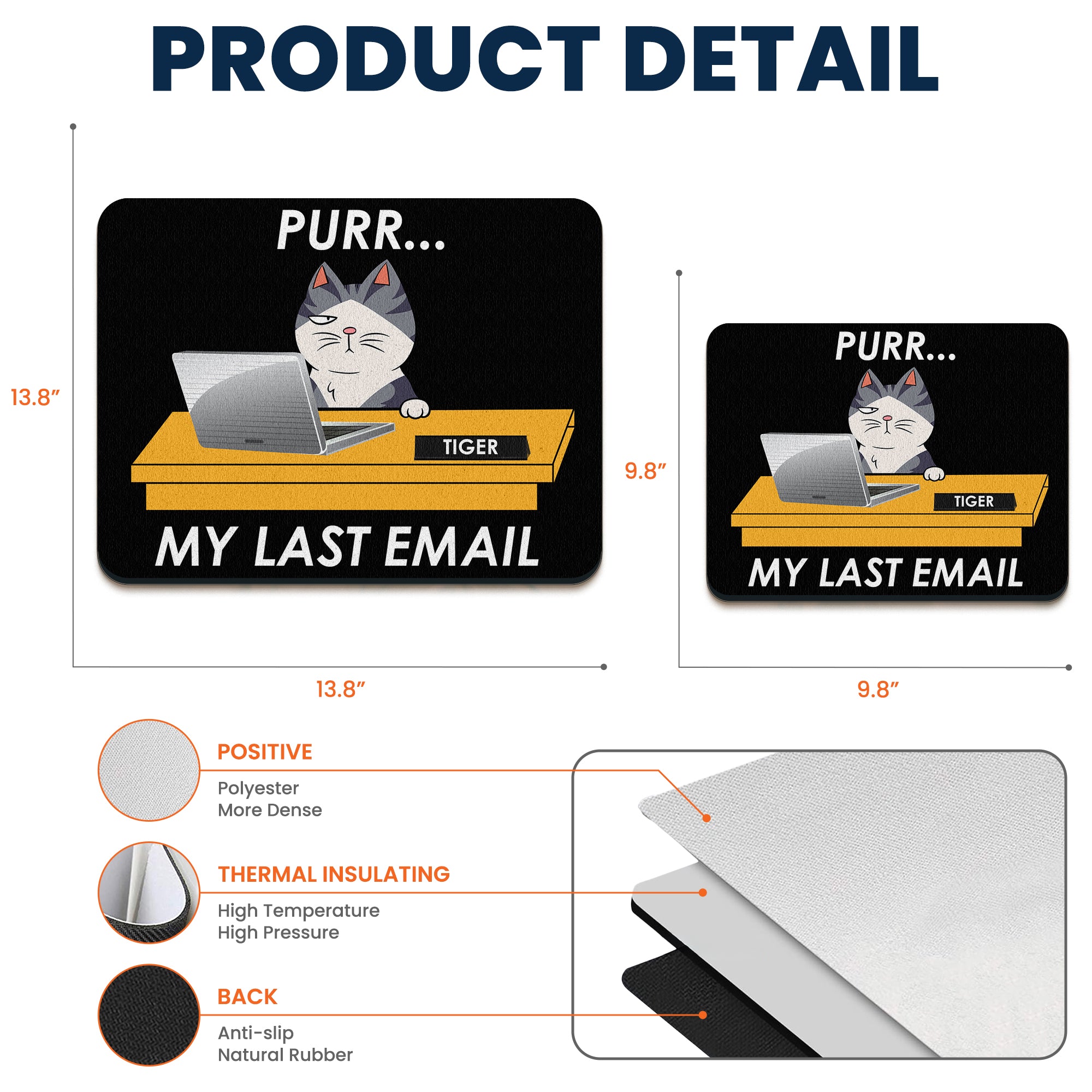 Purr...My Last Email - Custom Shape Mouse Pad