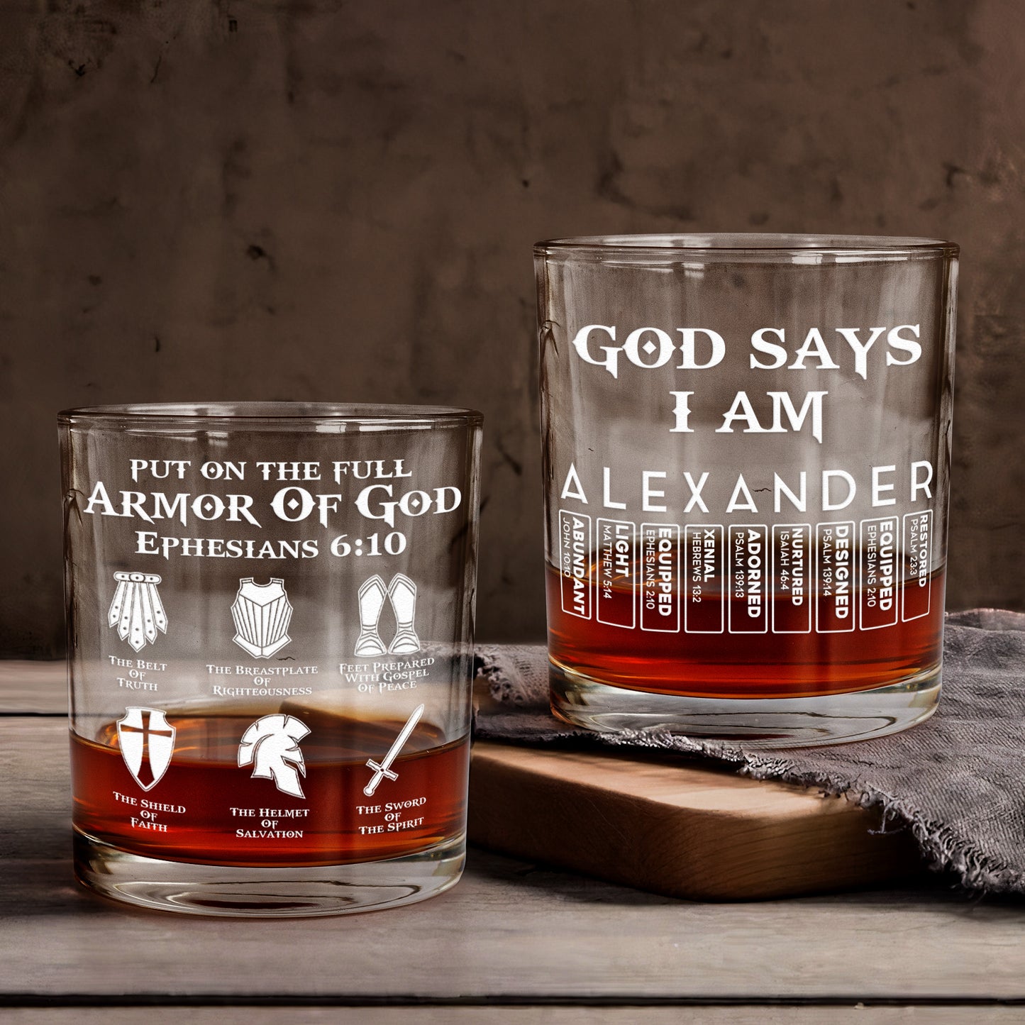 Put On The Full Armor Of God - Personalized Whiskey Glass
