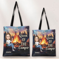 Queen Of The Camper Gift For Camping Lovers - Personalized Tote Bag