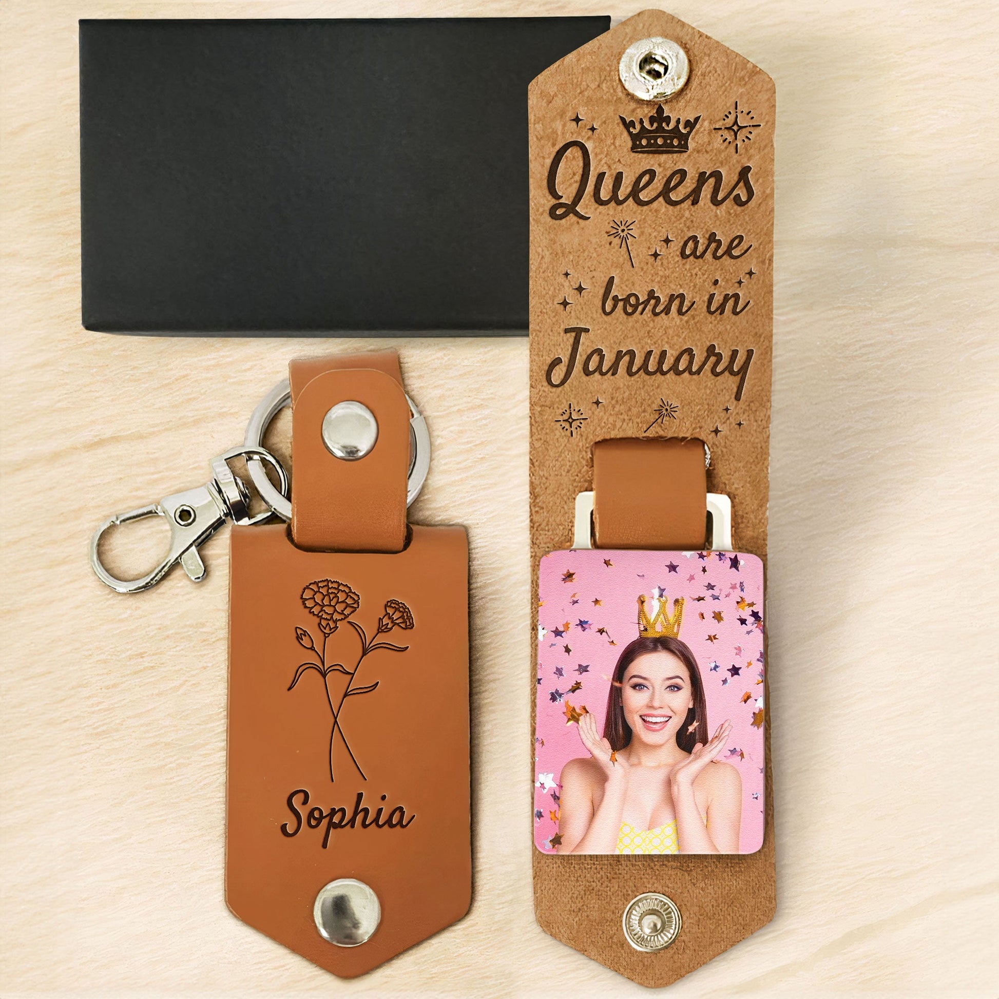 Personalized Leather Keychain, Customized Keychain, Engraved