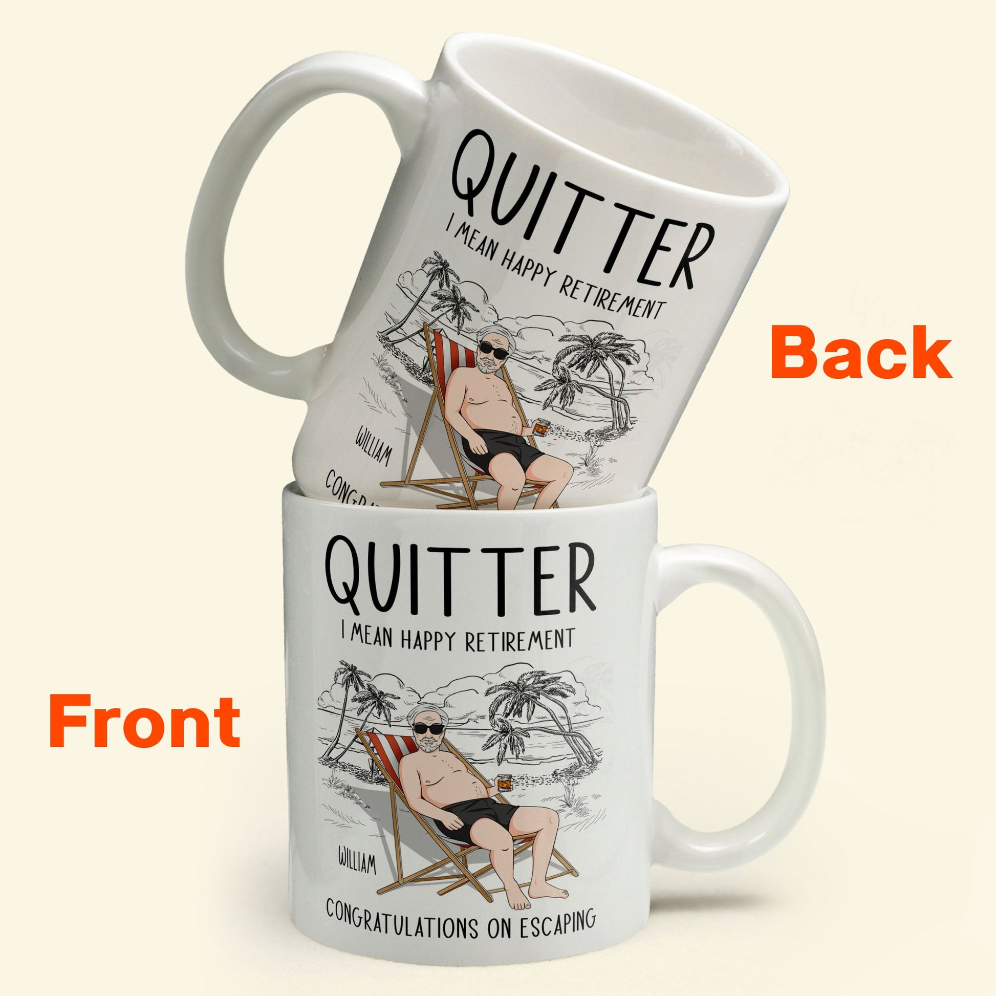 Quitter Mean Happy Retirement - Personalized Mug