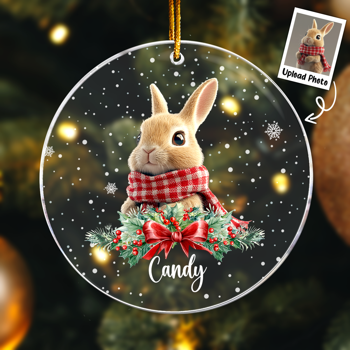 Rabbit Ornaments - Bunny Christmas Ornament - Personalized Acrylic Pho ...