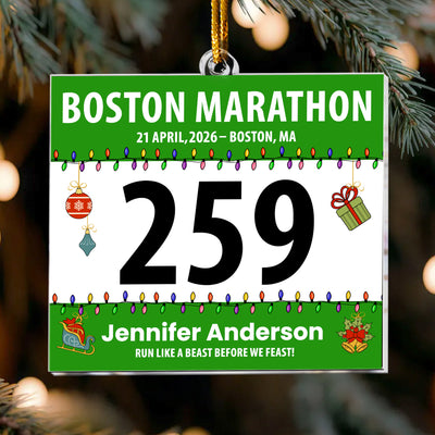 Race Bib For Runner - Personalized Acrylic Ornament