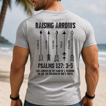 Raising Arrows Christian Father's Day Gift For Dad, Husband With Kids' Names - Personalized Shirt