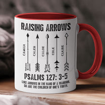 Raising Arrows Christian Father's Day Gift For Dad, Husband With Kids' Names - White Ver - Personalized Mug