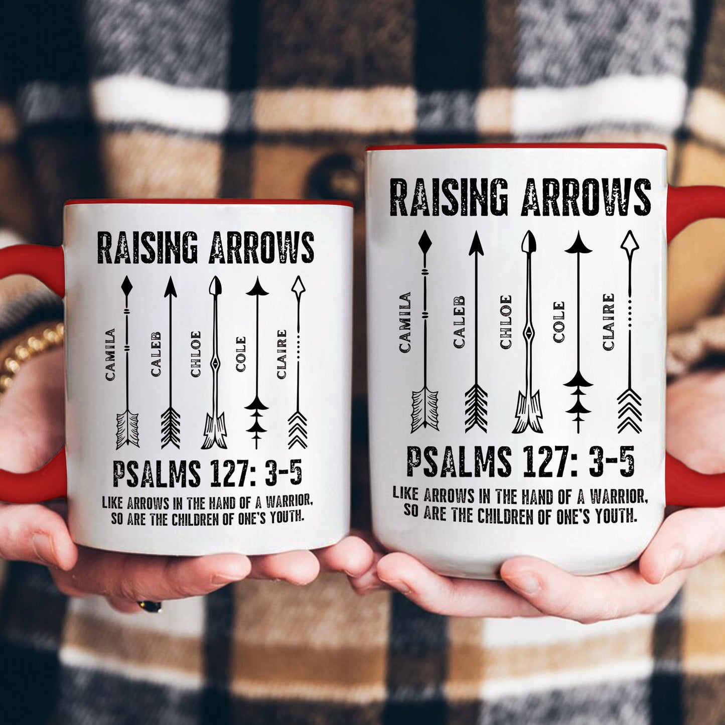 Raising Arrows Christian Father's Day Gift For Dad, Husband With Kids' Names - White Ver - Personalized Mug