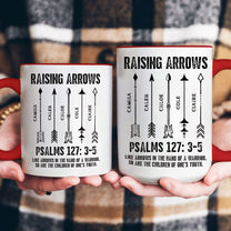 Raising Arrows Christian Father's Day Gift For Dad, Husband With Kids' Names - White Ver - Personalized Mug