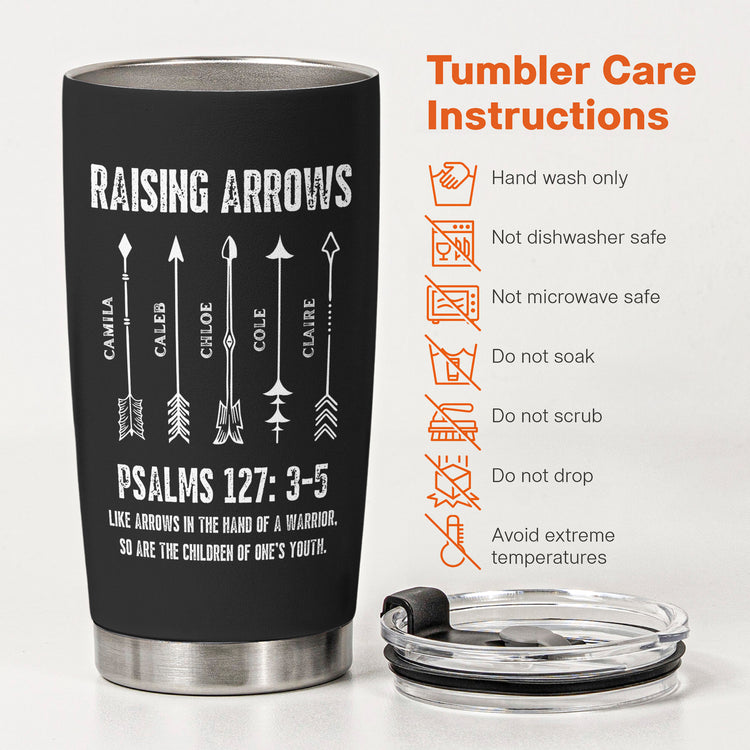Raising-Arrows-Christian-Father'S-Day-Gift-For-Dad,-Husband-With-Kids'-Names-Personalized-Tumbler-5