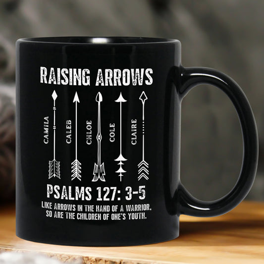 Raising-Arrows-Christian-Father's-Day-Gift-For-Dad,-Husband-With-Kids'-Names-Black-Ver-Personalized-Mug-2