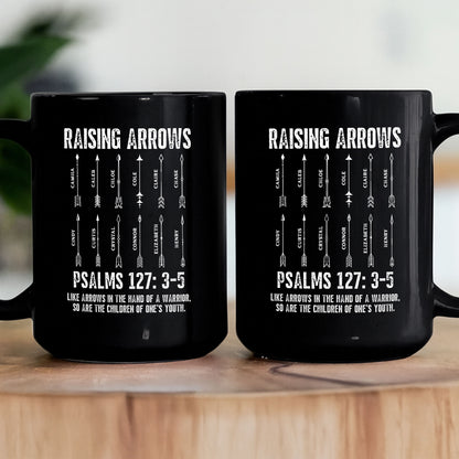 Raising-Arrows-Christian-Father's-Day-Gift-For-Dad,-Husband-With-Kids'-Names-Black-Ver-Personalized-Mug-4