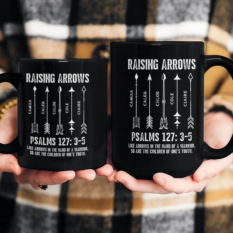 Raising-Arrows-Christian-Father's-Day-Gift-For-Dad,-Husband-With-Kids'-Names-Black-Ver-Personalized-Mug-5