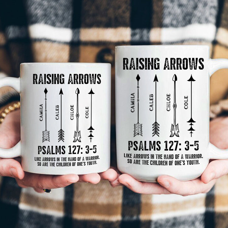Raising-Arrows-Christian-Father's-Day-Gift-For-Dad,-Husband-With-Kids'-Names-White-Ver-Personalized-Mug-5