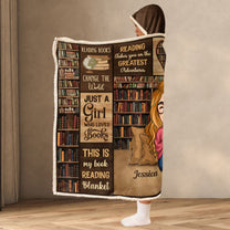 Reading Blanket Just A Girl Who Loves Books - Personalized Wearable Blanket Hoodie